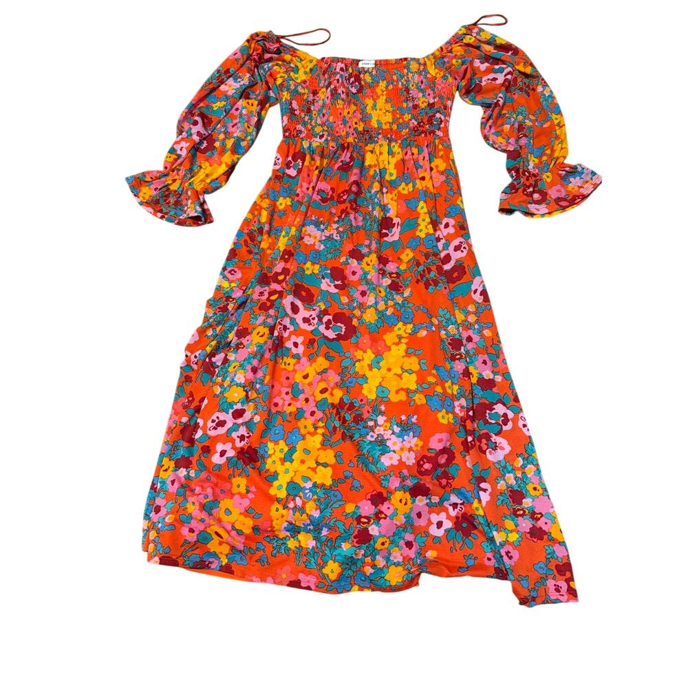 Sugarlips francesca wildflower denni smocked midi dress small